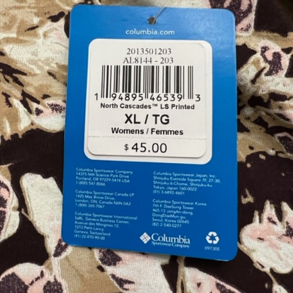 Columbia North Cascades Long Sleeve Cropped Top Brown Floral Size XL - Picture 6 of 6
